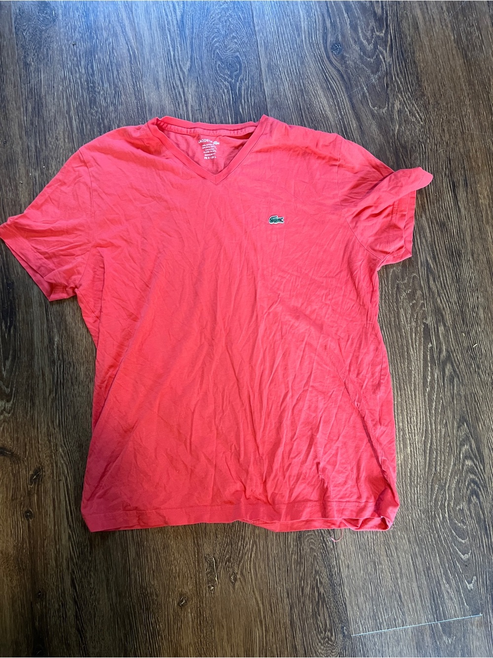 Lacoste Men's V-Neck Short Sleeve Tee - Coral